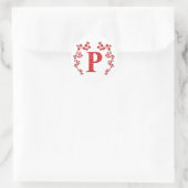 Monogramm Letter P - Rote Blätter Runder Aufkleber (Tasche)