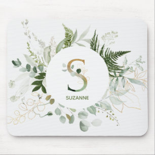 Monogramm Letter S Fern & Succulent Mousepad