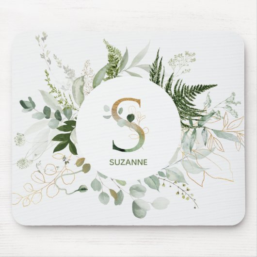 Monogramm Letter S Fern & Succulent Mousepad (Vorne)