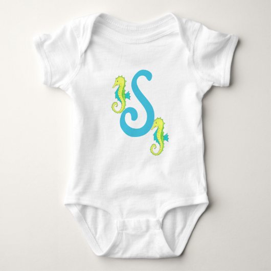 Monogramm Letter S Mit Monogramm Seepferd Baby Strampler (Vorderseite)