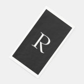 Monogramm Letter Schwarz-weiß Wedding Brautparty Serviette (Ecke)