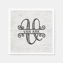 Monogramm Letter V mit Familienname Serviette