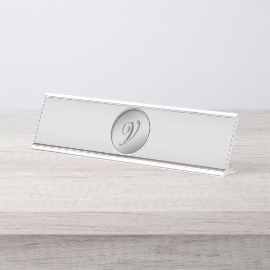 Monogramm "Letter V" Schreibtischnamensplakette (Vorderseite )