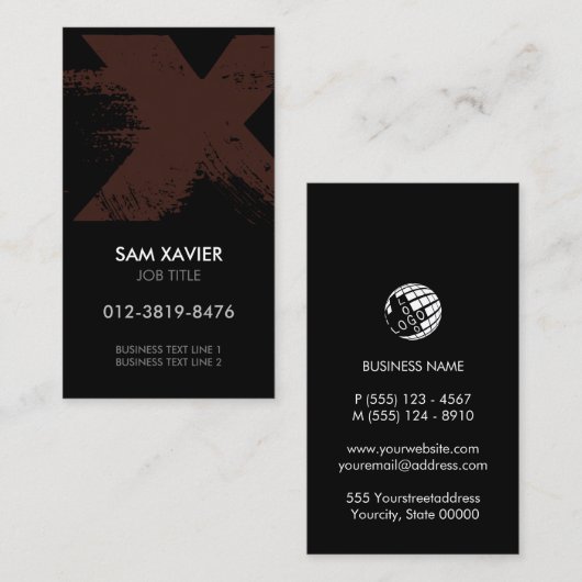 Monogramm Letter X-Visitenkarte Visitenkarte (Vorne/Hinten)