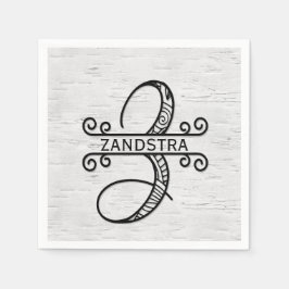 Monogramm Letter Z mit Familienname Serviette