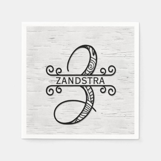 Monogramm Letter Z mit Familienname Serviette (Vorderseite)