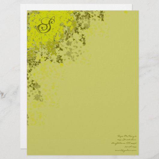 Monogramm Letterhead-Limone Blätter (Vorne/Hinten)