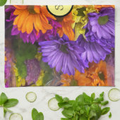 Monogramm Leuchtendes Blumen Geschirrtuch Handtuch (Gefaltet)