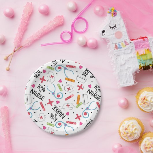 Monogramm-Liebe ein Krankenschwester-Whimsy Pappteller (Party)