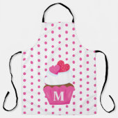 Monogramm Liebe Herz Cupcake Polka Dot Valentine Schürze (Vorderseite)