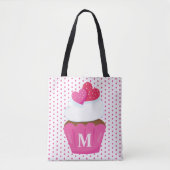Monogramm Liebe Herz Cupcake Polka Dot Valentine Tasche (Vorderseite)