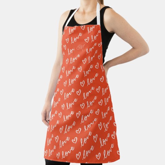 Monogramm Liebe, rot zeichnend Schürze (InSitu)