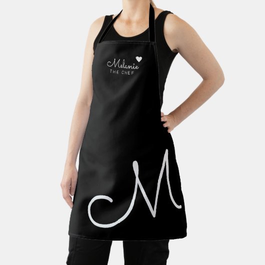 Monogramm Liebe Schwarz und Weiß Schürze (InSitu)