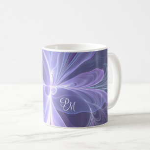 Monogramm Lila Abstrakt Modernes Fraktal Kaffeetasse