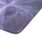 Monogramm Lila Abstrakt Modernes Fraktal Schneidebrett (Ecke)