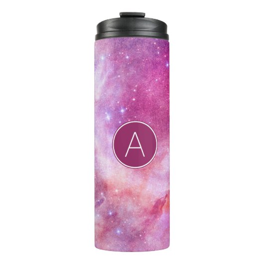 Monogramm Lila Aquarellgalaxie Himmelsstars Thermosbecher (Vorderseite)