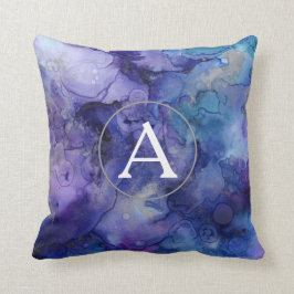 Monogramm Lila Aquarellkissen Kissen