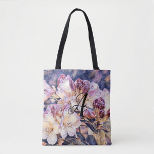 Monogramm lila Azaleenblüte Tasche