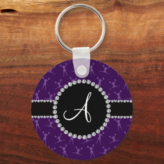 Monogramm lila Backing-Schwarzkreis Schlüsselanhänger (Vorderseite)