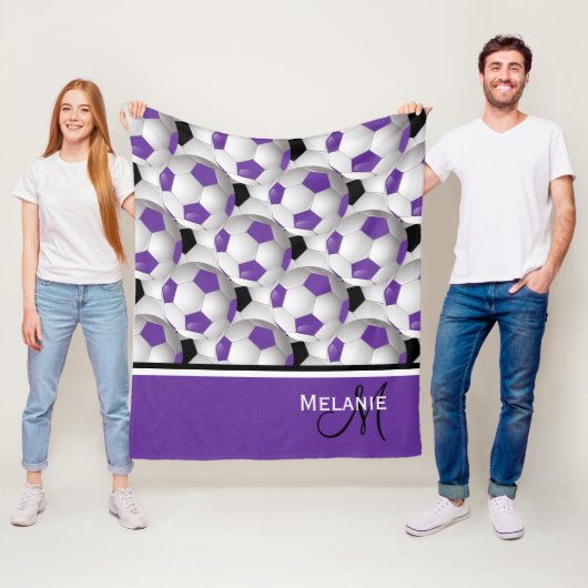 Monogramm Lila Black Soccer Ball 50 x 60 Fleecedecke (Beispiel)