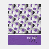 Monogramm Lila Black Soccer Ball 50 x 60 Fleecedecke (Vorderseite)