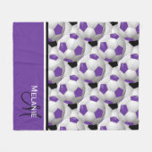 Monogramm Lila Black Soccer Ball 50 x 60 Fleecedecke (Vorderseite (Horizontal))
