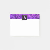 Monogramm lila Blattbotanisches Muster fett modern Post-it Klebezettel (Vorderseite)