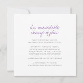 Monogramm lila Blätter Hochzeit storniert Ankündigung (Rückseite)