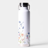 Monogramm lila Blume Trinkflasche (Vorne)