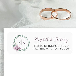 Monogramm Lila Blumenschädigung Rücksendeadresse