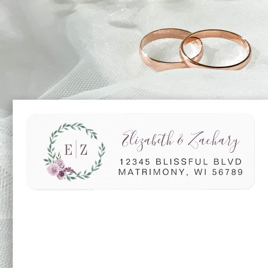 Monogramm Lila Blumenschädigung Rücksendeadresse