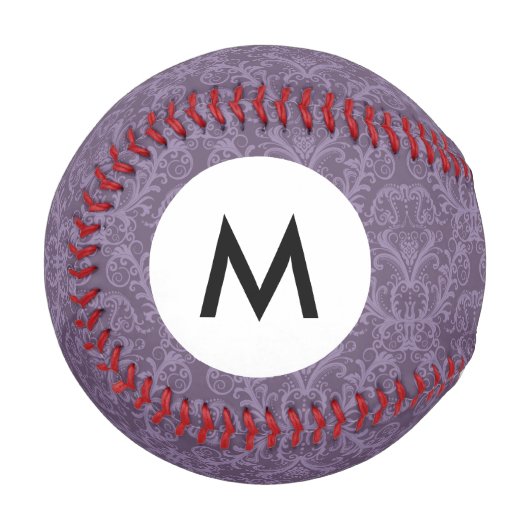Monogramm lila Blumentapete 2 Baseball (Vorderseite Links)