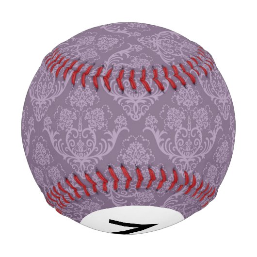 Monogramm Lila Blumentapete Baseball (Rückseite)