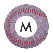 Monogramm Lila Blumentapete Baseball (Vorderseite Links)