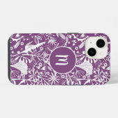 Monogramm lila Botanik iPhone Hülle (Rückseite (Horizontal))
