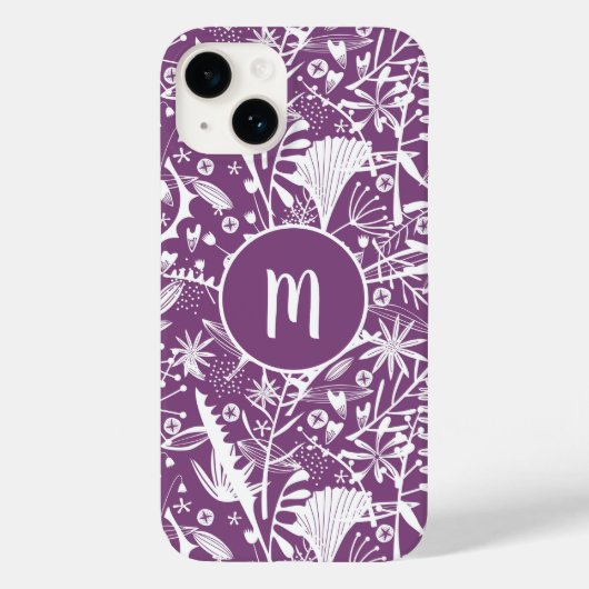 Monogramm Lila botanisch Case-Mate iPhone Hülle (Rückseite)