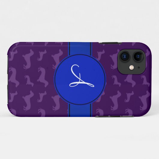 Monogramm lila Dackel Case-Mate iPhone Hülle (Rückseite (Horizontal))