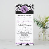 Monogramm lila Damastenhochzeitsprogramm Programm (Stehend Vorderseite)
