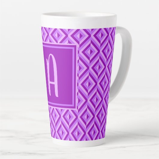 Monogramm Lila Dreitondiamantmuster Milchtasse (Rechte Ecke)
