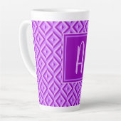 Monogramm Lila Dreitondiamantmuster Milchtasse (Linke Ecke)