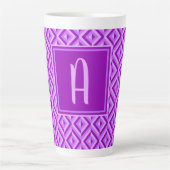 Monogramm Lila Dreitondiamantmuster Milchtasse (Vorderseite)