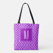 Monogramm Lila Dreitondiamantmuster Tasche (Rückseite)