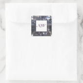 Monogramm Lila-Edelstein Quadratischer Aufkleber (Tasche)