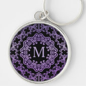 Monogramm Lila Filigree-Motif-Schlüsselkette Schlüsselanhänger (Vorne)