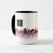 Monogramm Lila floral Tasse (Vorderseite Links)