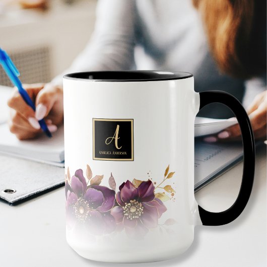 Monogramm Lila floral Tasse