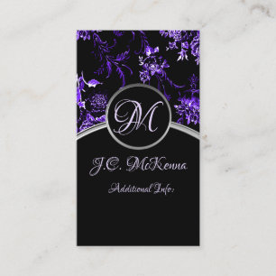 Monogramm Lila florale Visitenkarte 3