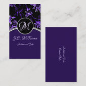 Monogramm Lila florale Visitenkarte 4 (Vorne/Hinten)