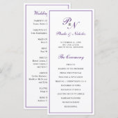 Monogramm Lila formelle Hochzeit Programm (Vorne/Hinten)