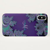 Monogramm-lila Fraktal-Spitze iPhone Kasten Case-Mate iPhone Hülle (Rückseite (Horizontal))